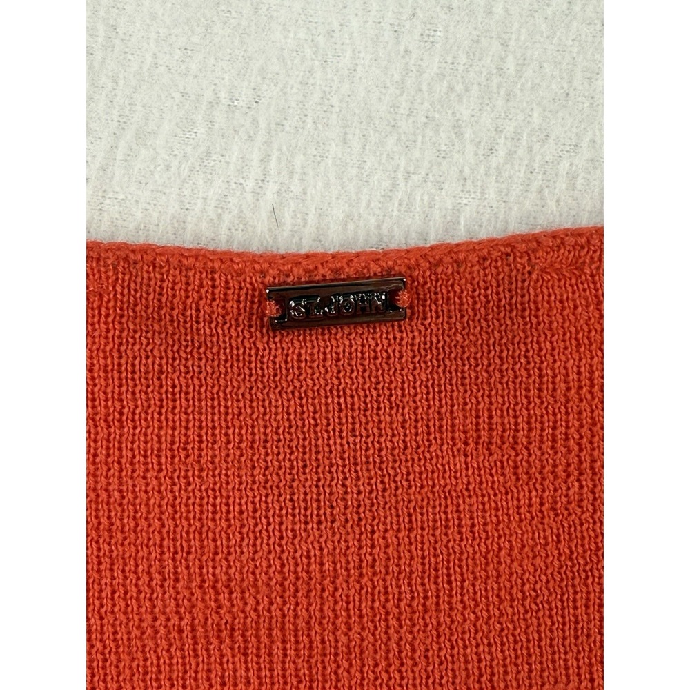St John Orange V Neck Top Sleeveless Tank Sweater Knit 100% Wool Size M - Picture 10 of 10
